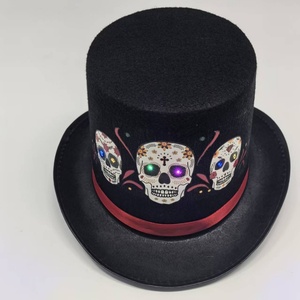 Sombrero <span class=keywords><strong>de</strong></span> Copa con Calavera <span class=keywords><strong>de</strong></span> Azúcar Luminosa LED para el Día <span class=keywords><strong>de</strong></span> los <span class=keywords><strong>Muertos</strong></span>, Sombrero Brillante para Fiesta <span class=keywords><strong>de</strong></span> Halloween - Product Image 3