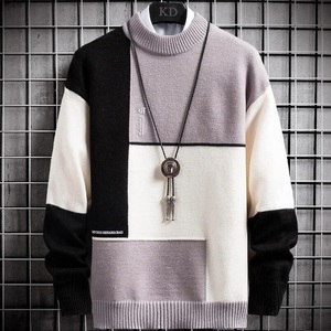 Nouveau <span class=keywords><strong>Pull</strong></span> Homme Chaud <span class=keywords><strong>Printemps</strong></span>-Automne, <span class=keywords><strong>Pull</strong></span>-over Slim Fit en Patchwork, Hauts Tricotés, <span class=keywords><strong>Pull</strong></span> <span class=keywords><strong>de</strong></span> Noël pour Homme - Product Image 1