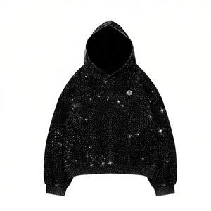 เสื้อฮู้ดประดับคริสตัลแบบติดร้อน สไตล์โอเวอร์ไซส์ วิบวับ หรูหรา แฟชั่น Y2K สตรีทแวร์ ฮิปฮอป แบบสั่งทำพิเศษ ประดับกลิตเตอร์ - Product Image 1