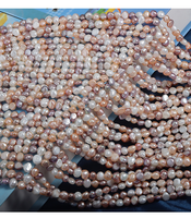 Perles baroques d'eau douce naturelles de qualité AA, 5-6 mm, couleur bonbon, brillantes des deux côtés, brin de 35 cm pour la fabrication de bijoux