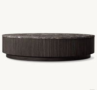 Precio de Fábrica Oferta Mesa de Centro Redonda de Madera y Piedra Estilo Americano Moderno para Sala de Estar
