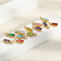 Pendentifs et breloques de mode Dreamshow en zircon carré, accessoires de bijoux, breloques en acier inoxydable, pendentif pierre de naissance plaqué or