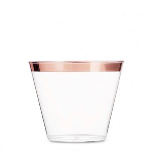 Vasos y platillos desechables de plástico dorado de 9 oz para fiestas, cócteles y servicio de té, ideales para envíos transfronterizos. - Product Image 2