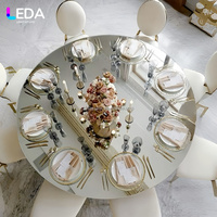 Nouvelle Arrivée LEDA PET Nappe de Couloir Moderne Effet Miroir Argenté Réutilisable Anti-Taches et Anti-Huile en PE pour Décoration de Mariage