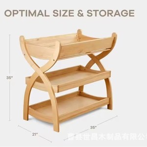 Table à langer en bois avec trois étagères pour couches et produits de soin, 0-12 mois - Product Image 4