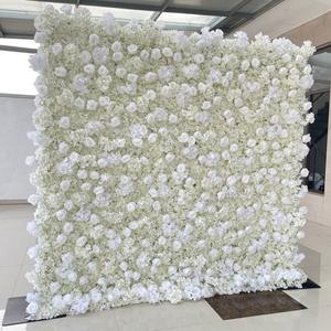 Mur de fleurs artificielles 3D 5D enroulable 8ft x 8ft, installation sans outils, toile de fond pour photomaton de mariage - Product Image 2