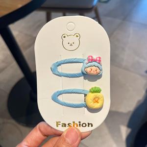 Sevimli kızlar saç klipleri Set karikatür meyve tasarım-çilek karpuz şekiller günlük stil partiler için plastik aksesuar - Product Image 5