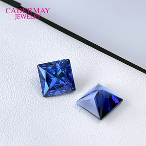 Cadermay Synthetic Sapphire Gemstone Square 5x5mm To 10x10mm Cornflower Blue For Jewelry Making - Product Image 4