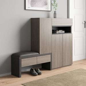 Zapatero de Esquina de Diseño Moderno y Estilo Simple, con Cojín, Organizador de Zapatos, Zapatero de Madera con Taburete - Product Image 1