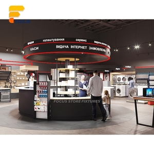 Comptoir de présentation en verre pour magasin de téléphonie mobile, format îlot compact, avec éclairage intelligent et armoire de rangement pour câbles de charge - Product Image 4