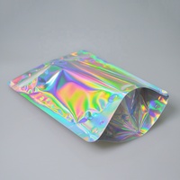 Sacs refermables personnalisés en Mylar holographique doré mat avec fermeture éclair, emballages en aluminium pour aliments