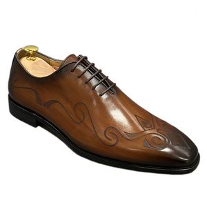 Chaussures Oxford pour hommes faites à la main en cuir véritable, chaussures habillées classiques pour hommes, idéales pour les mariages, les fêtes et le bureau - Product Image 1