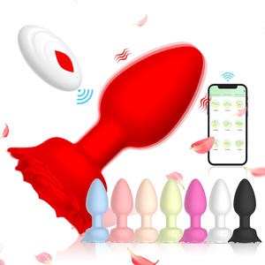 Delove Ferngesteuerter Vibrierender Analplug APP-Steuerung Analmassagegerät Rose Analplugs Sexspielzeug für Männer und Frauen - Product Image 1