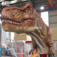 Tête de dinosaure animatronique T-Rex décorative et interactive, modèle de dinosaure pneumatique pour attraction