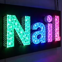 Lettres lumineuses LED RGB en diamant du fabricant d'origine, lettres perforées latérales, enseigne LED dorée, enseigne commerciale
