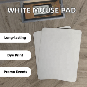 220x180x3mm weißes Mauspad Sublimation Blank Edge Overlock Stitched Plain für Werbe-und Geschäfts geschenke - Product Image 3