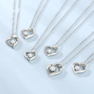 Collier cœur cadeau de Noël, diamant moissanite, argent sterling 925, CZ <span class=keywords><strong>rose</strong></span>, zircone cubique, pendentif amour pour femmes - Product Image 6