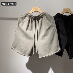 Ropa de calle de algodón lavado pantalones cortos de carga | High Street Vintage dobladillo desgastado Unisex Casual pantalones cortos de verano | Y2K Hip Hop Loose Fit - Product Image 1