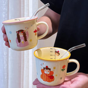 Taza de Cerámica con Diseño de Dibujos Animados, con Asa, en Caja de Regalo para Niños y Familia, Primavera 2025, Diseños Amarillo, Rosa y Azul - Product Image 4