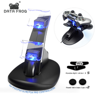 Data Frog LED Dual USB Ladestation Controller-Ständer für Sony für PS4 für PlayStation 4/PS4 Slim/PS4 Pro Spielkonsole