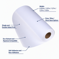 Papier synthétique PP mat brillant auto-adhésif en rouleau avec doublure blanche résistant aux plis, compatible encre éco-solvant, pour affichage enroulable en exposition