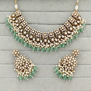 Indian Traditional Antique Gold Plated Kundan Choker Necklace <b>Set</b> Pastel MIX Gemstone Bead Bridal Jewelry <b>Set</b> with Earring - Product Image 1