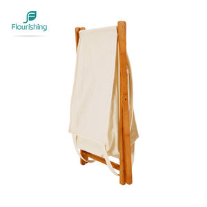 便携式可折叠大竹洗衣篮桶，带可折叠帆布储物篮 - Product Image 5