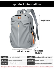 Mochila para Portátil con Puerto USB, Impermeable, Ligera, con Logotipo Personalizado al por Mayor, para Viajes de Negocios - Product Image 2