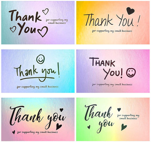 Lot de 50 cartes de remerciement en papier holographique pour usage professionnel et commercial - Product Image 1