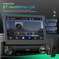 Autoradio Podofo 1 Din Radio para Coche 7" Reproductor MP5 con Pantalla Retráctil Manual Abatible Carplay Inalámbrico y Android Auto BT/Tipo C