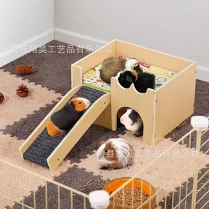 Casa de madera para cobayas, villa rectangular de madera maciza, casa desmontable para mascotas pequeñas - Product Image 2