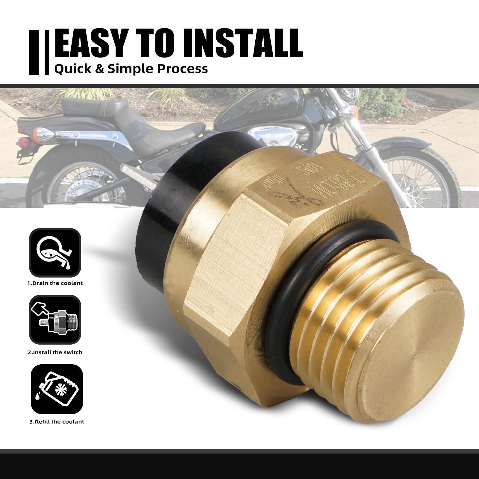 Thermostat Radiator Fan Switch For Honda CBR600F (1991-1994) – Aluminum Gold Finish