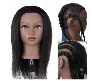 Cabeza <span class=keywords><strong>de</strong></span> Maniquí para Trenzado <span class=keywords><strong>de</strong></span> Cabello 100% Cabello Humano Chino para Prácticas <span class=keywords><strong>de</strong></span> Salón y Entrenamiento <span class=keywords><strong>de</strong></span> <span class=keywords><strong>Corte</strong></span> <span class=keywords><strong>de</strong></span> Cabello, 16 Pulgadas, Negra, con Soporte - Product Image 2