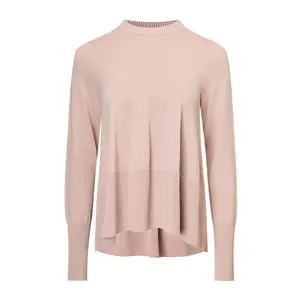 fashionable premium womenswear ladies clothing manufacturer custom ruffle hem pink luxury brand sweater women