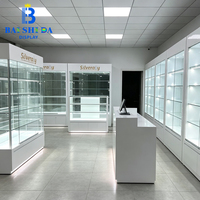 Vitrine moderne en verre blanc pour magasin de tabac, boutique de cigarettes, mobilier de présentation pour la vente au détail