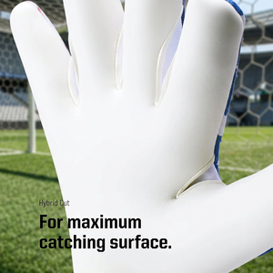 Gants de gardien de but de football personnalisés blancs et bleus avec latex allemand de 4 mm, découpe négative, injection de silicone - Product Image 6