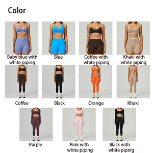 EnovStars Set Yoga Personalizzato 5 Pezzi Senza Cuciture da Donna: Reggiseno Sportivo, Top a Maniche Lunghe, Pantaloncini, Leggings e Top Corto con Effetto Scrunch Butt per Allenamento in <span class=keywords><strong>Palestra</strong></span> - Product Image 2