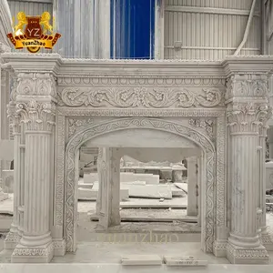Mensola del camino francese di marmo di Surround del camino di pietra naturale decorativo dell'interno moderno da vendere
