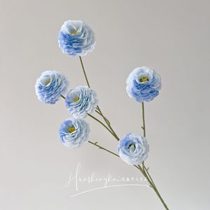 Bouquet de fleurs artificielles en soie, haute simulation, décoration de mariage et de maison, bleu, violet, rose - Product Image 3