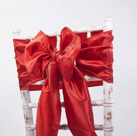 En gros, Nœud de chaise en taffetas, Ruban de décoration pour dossier de chaise de mariage, Ruban de chaise effet satiné pour mariage, banquet, événement, fête