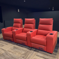 Sofá reclinable eléctrico de 3 asientos de cuero genuino para cine en casa, silla de cine con luz LED, sillones reclinables eléctricos para cine