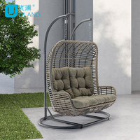 Uland Gros Mobilier de Jardin d'Extérieur Fauteuil Suspendu Balançoire Double sur Pied en Rotin Œuf