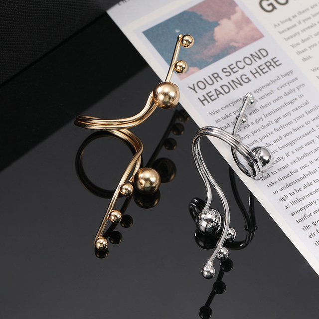 Fashion Geometric Bead Ring Gold Silver Tone Exaggerated Creative Design Custom Statement Finger Jewelry