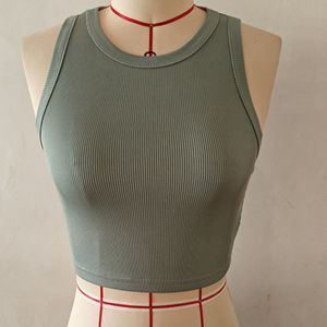 Crop <span class=keywords><strong>Top</strong></span> de Mujer Liso de Punto Acanalado con Espalda de Nadador en 10 Colores Channel - Product Image 4