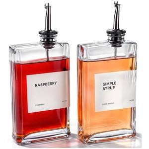 Set Dispenser All'ingrosso per Olio d'Oliva, Bottiglie Quadrate <span class=keywords><strong>in</strong></span> <span class=keywords><strong>Vetro</strong></span> da 350ml 500ml, Include Dispenser per Olio e Aceto, Bottiglia per Sciroppo da Caffè - Product Image 1