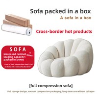 Fauteuil Paresseux Pliable Compressé en Forme de Citrouille, Style Crème Moderne, Inclinable et Convertible en Lit, en Tissu, Meuble de Maison pour Espaces Peu Spacieux