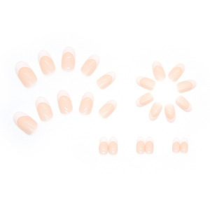 <span class=keywords><strong>Ongles</strong></span> en amande roses à French manucure, courbés, blancs, à pression profonde, en ABS, fabriqués à la machine, 24 pièces, design minimaliste - Product Image 3