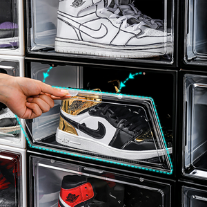 Organizer Shoe Shoe Organizer Wholesale Magnetic Transparent Plastic Stackable Organizer Sneaker Clear Side Drop Storage Plastic Shoe Box