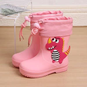 <strong>Low</strong> MOQ Easy on PVC <strong>Wellies</strong> Kid's Waterproof Animal Character With Contraction Rope Children Printed Rain Boot Cotton-padded - Product Image 3