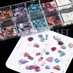 12 Grids Nail Art Aurora <b>Abalone</b> <b>Shell</b> Flakes 3D Charms Irregular Seashell Fragment Aurora Slices DIY Manicure Decor Accessories - Product Image 3